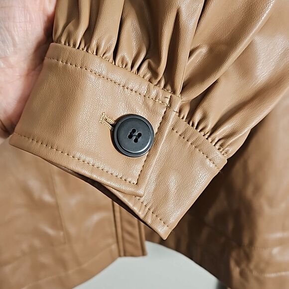 Zara Faux Leather Camel Short Trench Coat Medium Woman - Picture 13 of 15